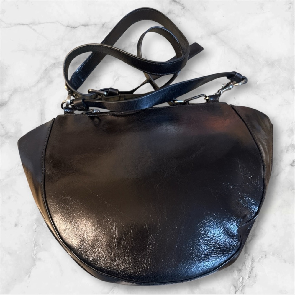 Lia Numa Elegant Black Leather Women's Crossbody Bag